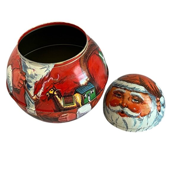 Cheinco Santa Claus Roly-Poly Tobacco/Candy Christmas Tin Container 1980 7.5x6" - Picture 6 of 10